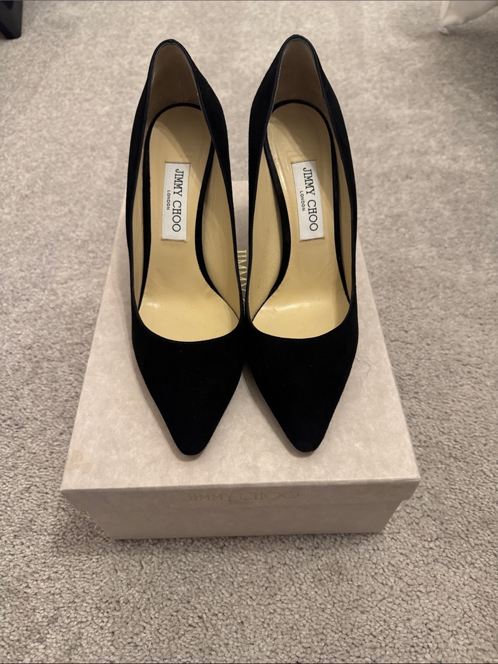Jimmy Choo Romy 85 Black Suede Pointed Toe Stiletto Pumps